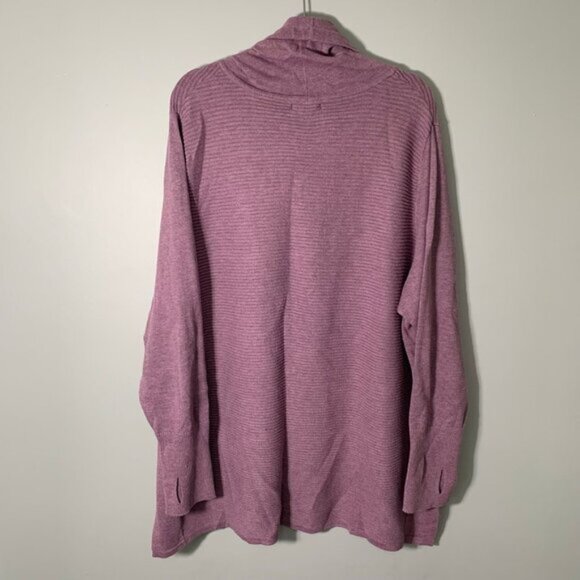 Artisan NY light plum cowl neck drawstring ribbed long sleeve athleisure top - Picture 7 of 11